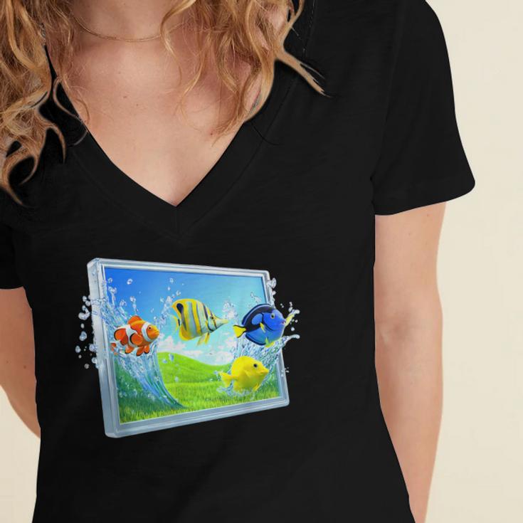 Frutiger Aero Fish Women's Jersey Short Sleeve Deep V-Neck Tshirt