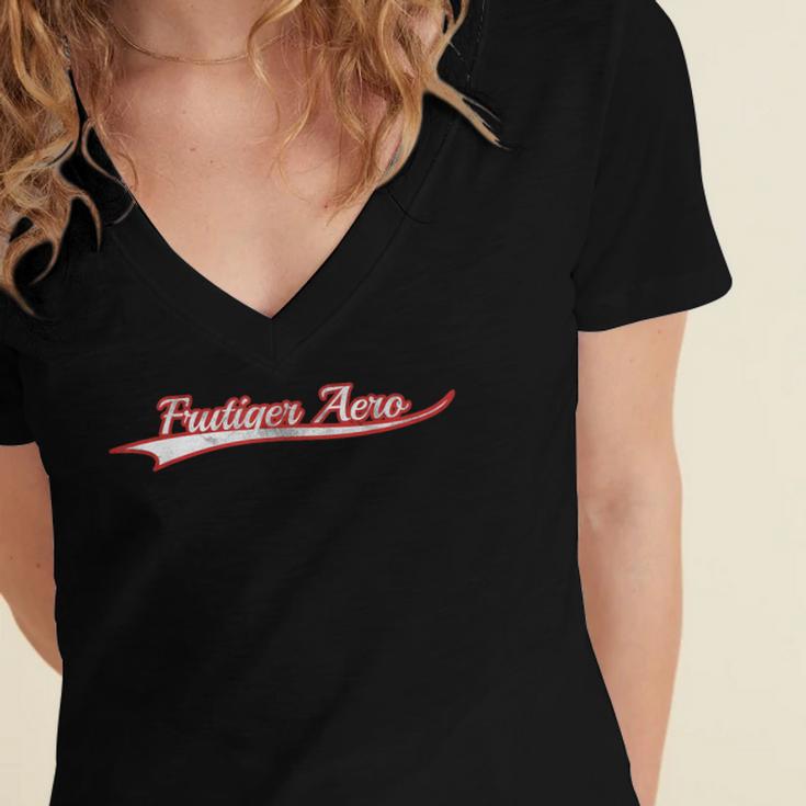 Frutiger Aero Retro Digital Aesthetic Y2K Vintage Varsity Women's Jersey Short Sleeve Deep V-Neck Tshirt