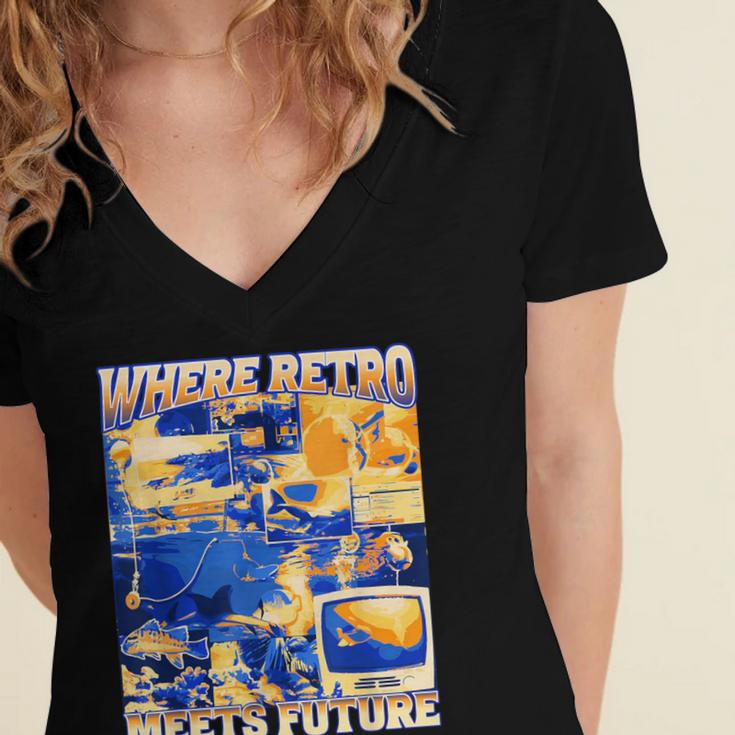 Frutiger Aero Retro Vibes Y2K 90's Vibes Women's Jersey Short Sleeve Deep V-Neck Tshirt