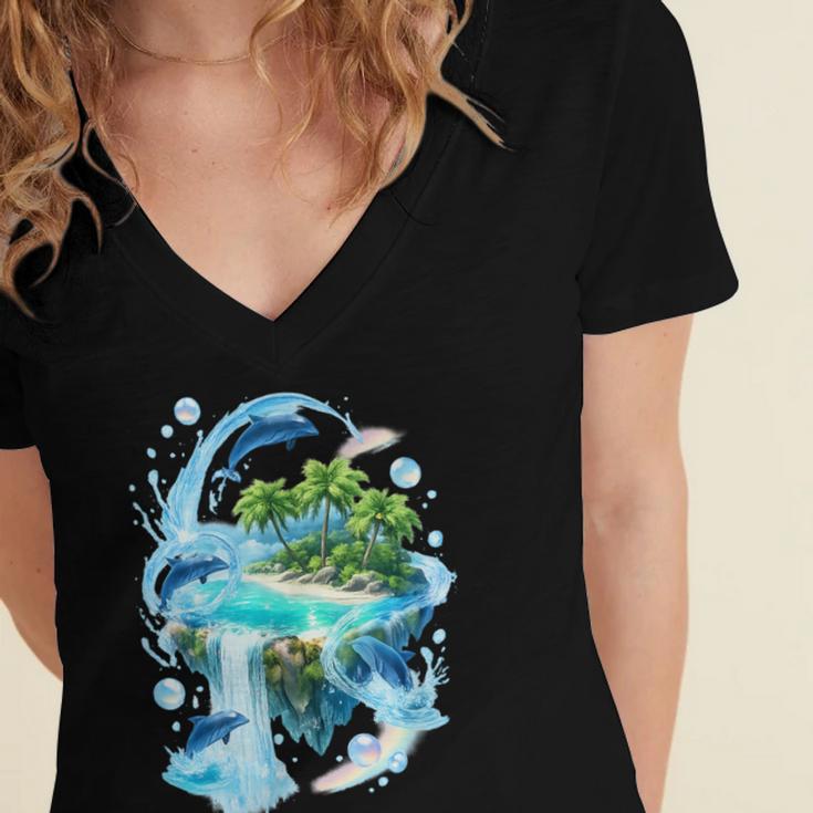 Frutiger Aero Women's Jersey Short Sleeve Deep V-Neck Tshirt