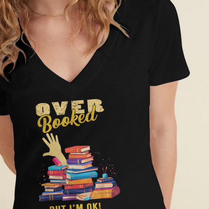 Fully Booked But I Am Ok Book Lover Reading Author Women's Jersey Short Sleeve Deep V-Neck Tshirt