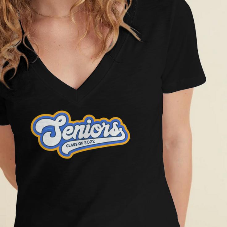 Funny Class Of 2022 Senior Graduate College Graduation Women's Jersey Short Sleeve Deep V-Neck Tshirt