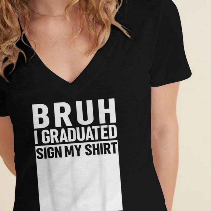 Funny College School Graduation 2025 I Graduated Sign My Women's Jersey Short Sleeve Deep V-Neck Tshirt