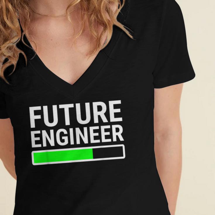 Future Engineer Loading Bar Cool Graduation Women's Jersey Short Sleeve Deep V-Neck Tshirt
