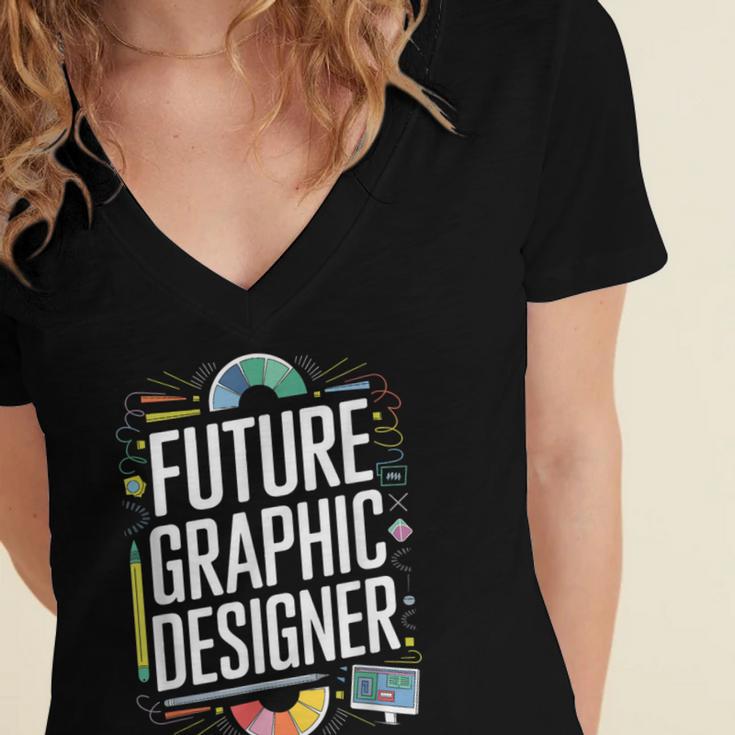 Future Graphic Er Graduation School Toddler Women Men Women's Jersey Short Sleeve Deep V-Neck Tshirt