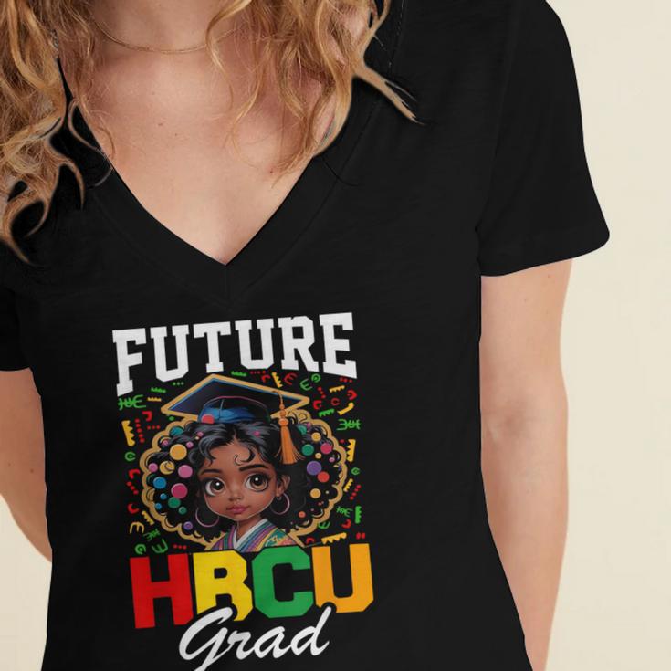 Future HBCU Grad Girl HBCU Toddler Kids Graduation Women's Jersey Short Sleeve Deep V-Neck Tshirt