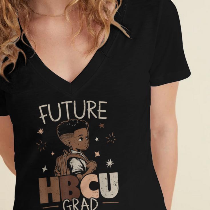 Future HBCU Grad Graduate Afro Boy College Graduation Women's Jersey Short Sleeve Deep V-Neck Tshirt