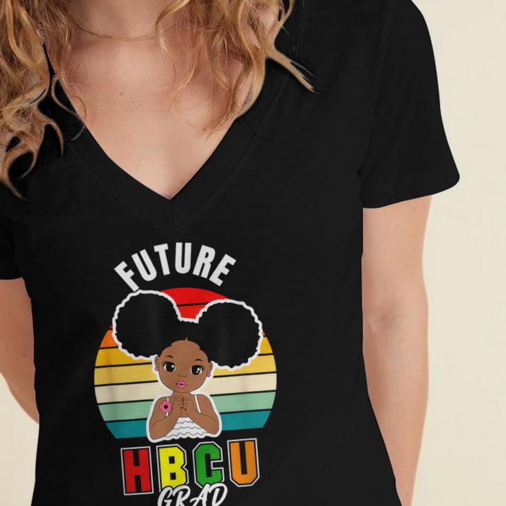 Future HBCU Grad Graduate Afro Girl College Graduation Women's Jersey Short Sleeve Deep V-Neck Tshirt