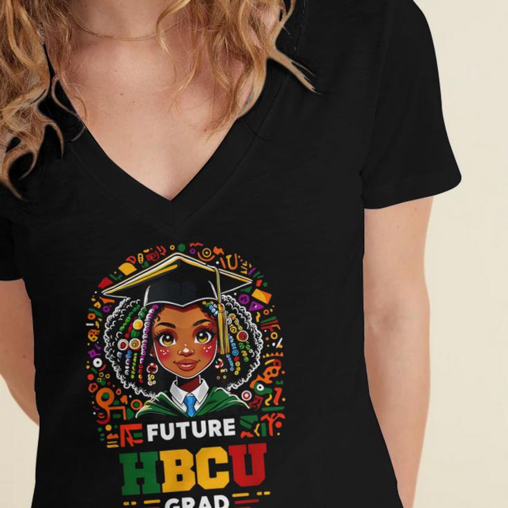 Future HBCU Grad Graduation Students Girl Kids Women's Jersey Short Sleeve Deep V-Neck Tshirt