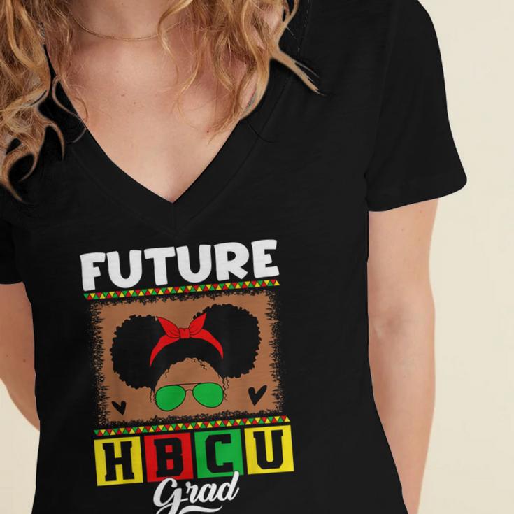 Future HBCU Grad HBCU Tomorrow Girl Graduation Kids Women's Jersey Short Sleeve Deep V-Neck Tshirt