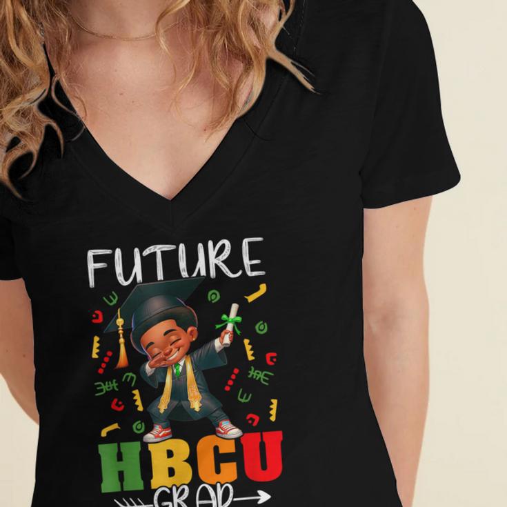 Future HBCU Grad History Boy Graduation HBCU Kids Women's Jersey Short Sleeve Deep V-Neck Tshirt