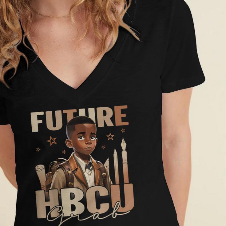 Future HBCU Grad History Boy Kids Graduation HBCU Women's Jersey Short Sleeve Deep V-Neck Tshirt
