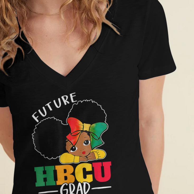 Future HBCU Grad History Girl Graduation HBCU Kids Women's Jersey Short Sleeve Deep V-Neck Tshirt