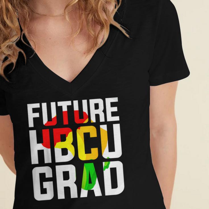Future HBCU Graduate Afro Girls College Graduation Women's Jersey Short Sleeve Deep V-Neck Tshirt