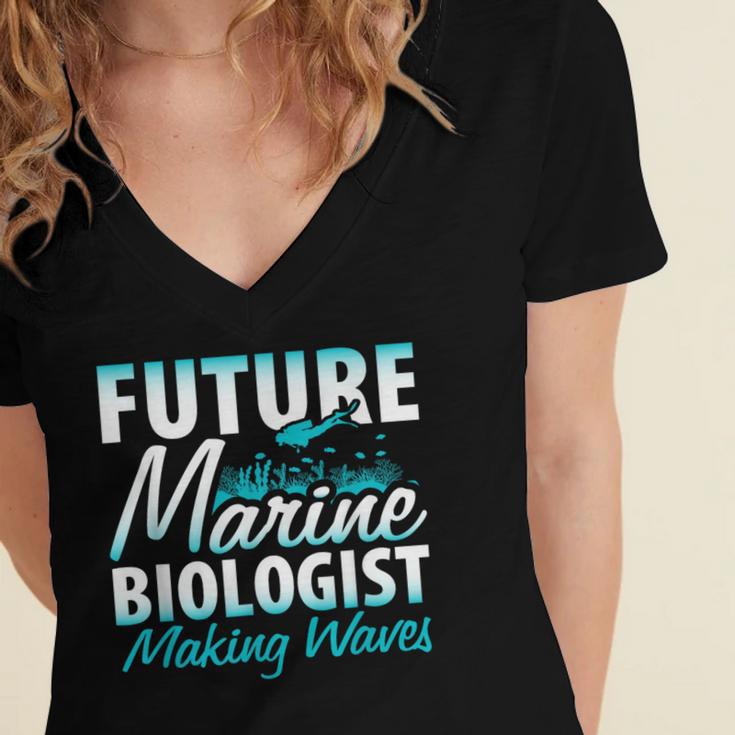 FUTURE MARINE BIOLOGIST MAKING WAVES Graduation T-Shirt Women's Jersey Short Sleeve Deep V-Neck Tshirt