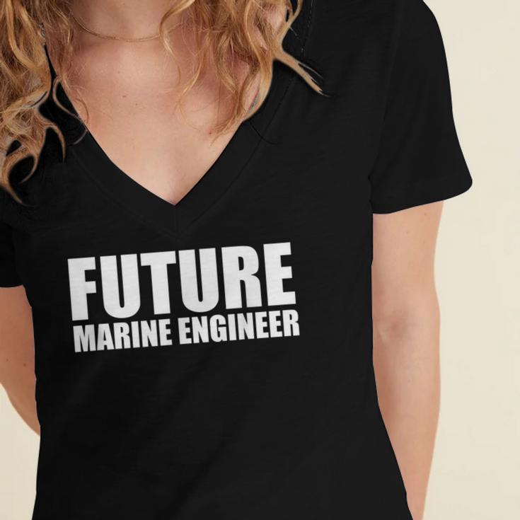 Future Marine Engineer College Graduate Graduation Women's Jersey Short Sleeve Deep V-Neck Tshirt
