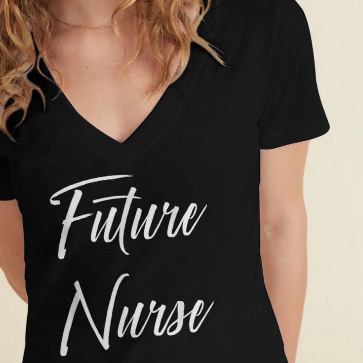 Future Nurse Shirt Cute Graduation Grad Women's Jersey Short Sleeve Deep V-Neck Tshirt