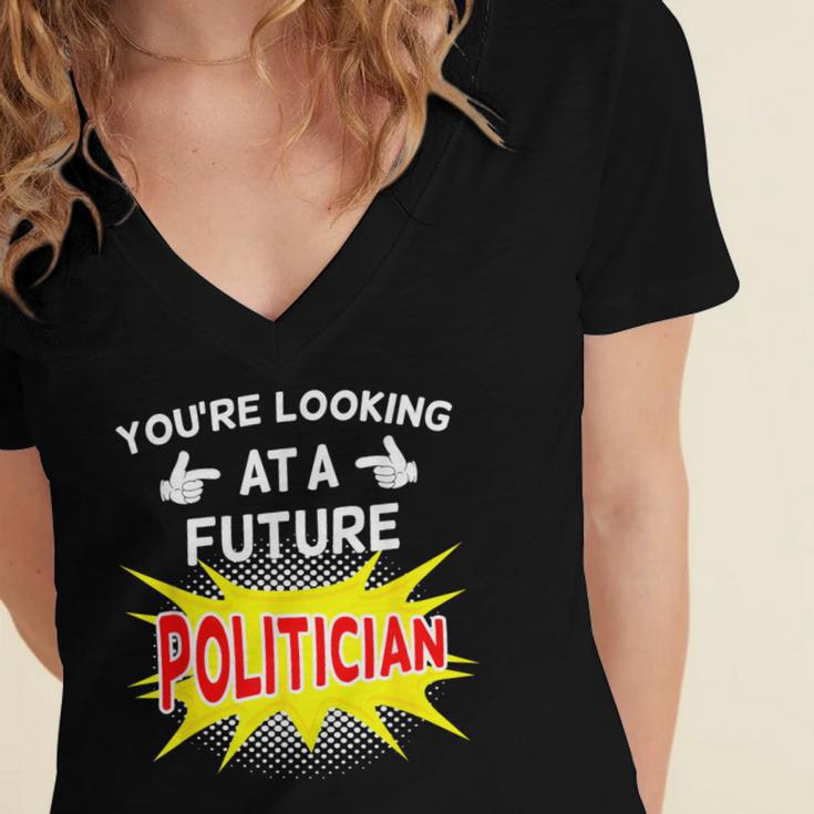 Future Politician Graduation For Kids And Graduates T-Shirt Women's Jersey Short Sleeve Deep V-Neck Tshirt