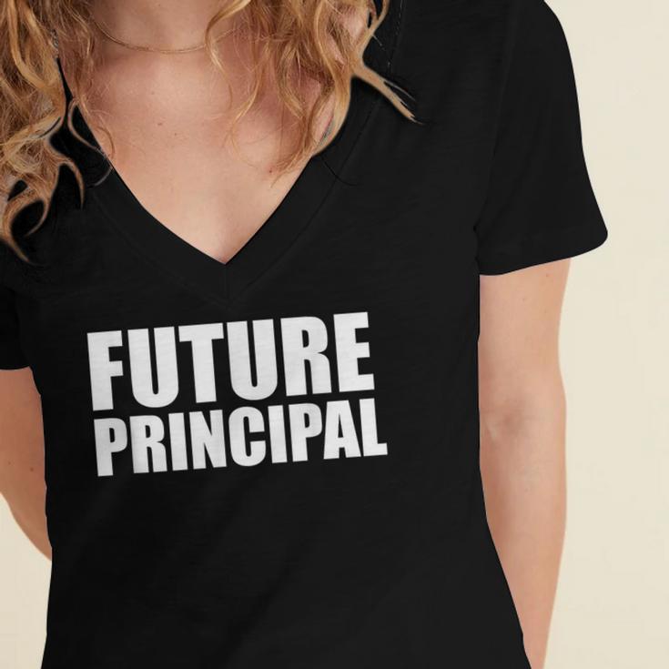Future Principal College Graduate Graduation Promotion Women's Jersey Short Sleeve Deep V-Neck Tshirt