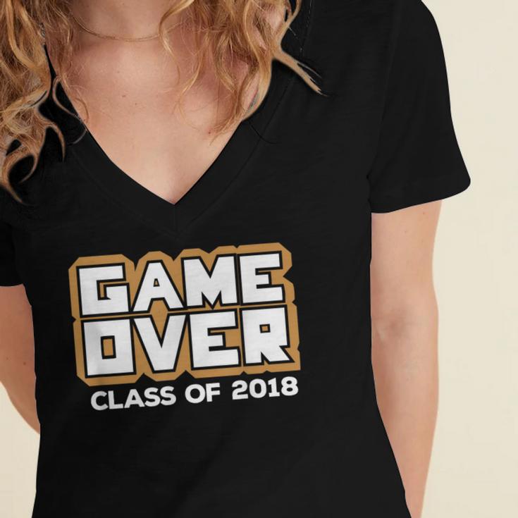 Game Over Class Of 2018 Graduation Shirt Women's Jersey Short Sleeve Deep V-Neck Tshirt