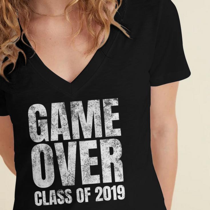 Game Over Class Of 2019 Graduation Senior T-Shirt Women's Jersey Short Sleeve Deep V-Neck Tshirt
