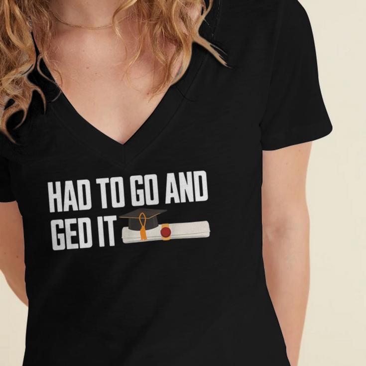 GED Graduation For Him Her Women Men GED Graduate Women's Jersey Short Sleeve Deep V-Neck Tshirt