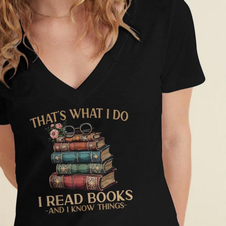 Geek That's What I Do I Read Books Bookworm Book Lover Nerd Women's Jersey Short Sleeve Deep V-Neck Tshirt Geek That's What I Do I Read Books Bookworm Book Lover Nerd Women's Jersey Short Sleeve Deep V-Neck Tshirt