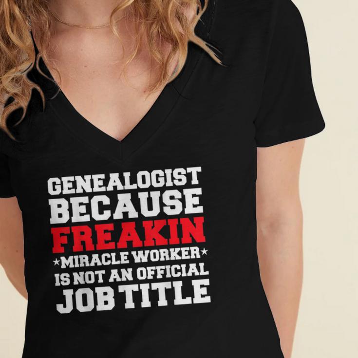 Genealogist Miracle Worker Genealogy Graduation Women's Jersey Short Sleeve Deep V-Neck Tshirt