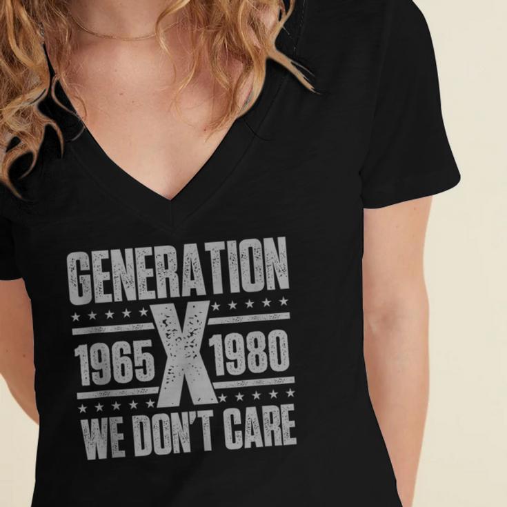 Generation X We Don't Care Gen X Gen Xer Nostalgia Women's Jersey Short Sleeve Deep V-Neck Tshirt Generation X We Don't Care Gen X Gen Xer Nostalgia Women's Jersey Short Sleeve Deep V-Neck Tshirt