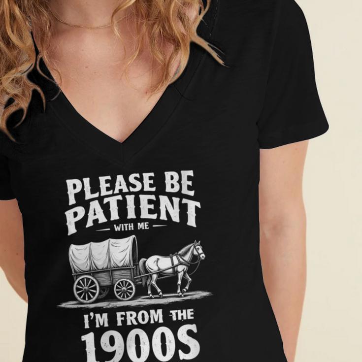 Gentle Nostalgia Plea Please Be Patient I'm From The 1900s Women's Jersey Short Sleeve Deep V-Neck Tshirt