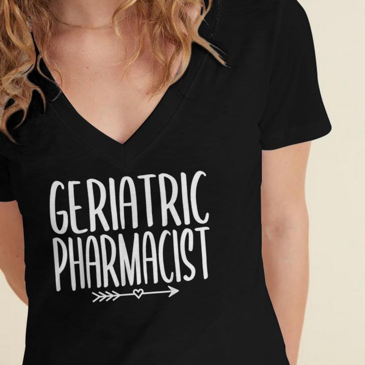 Geriatric Pharmacist Pharmacy Graduation PharmD 2023 2024 Women's Jersey Short Sleeve Deep V-Neck Tshirt