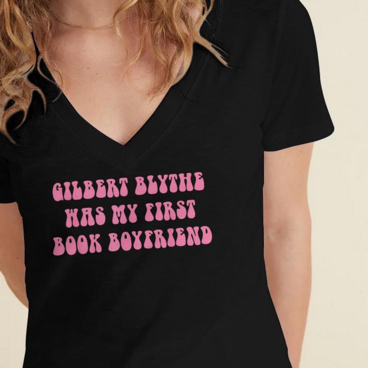 Gilbert Blythe Was My First Book Boyfriend Quote Women's Jersey Short Sleeve Deep V-Neck Tshirt