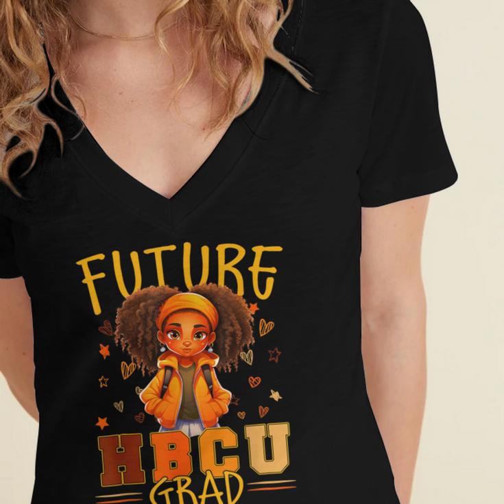 Girl Future HBCU Graduate Afro College Graduation Kids Women's Jersey Short Sleeve Deep V-Neck Tshirt