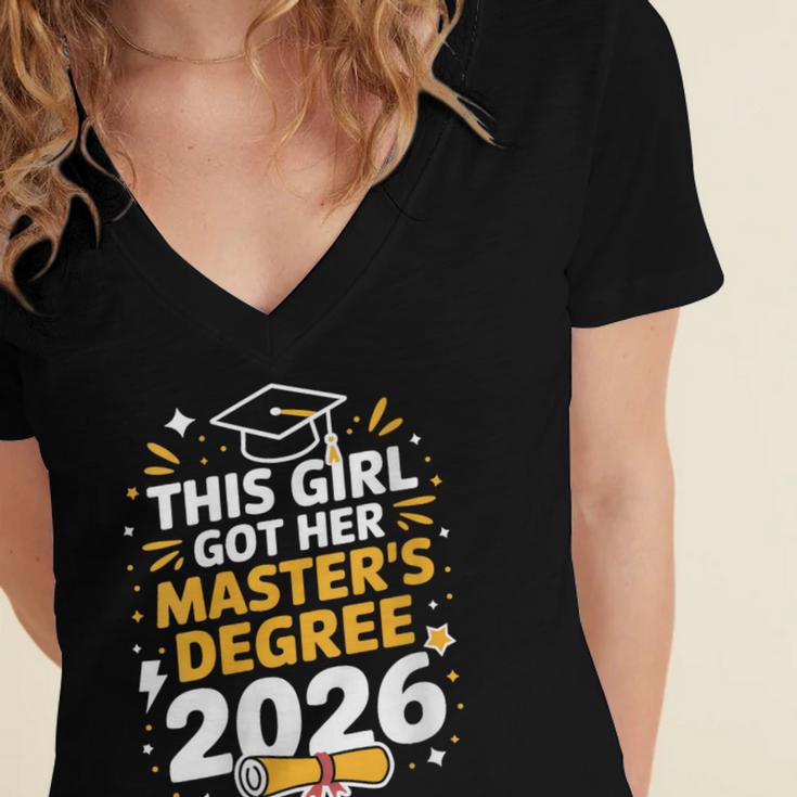 This Girl Got Her Masters Degree Graduation Mastered It 2026 Women's Jersey Short Sleeve Deep V-Neck Tshirt
