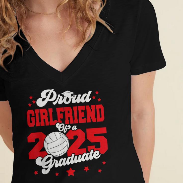 Girlfriend Of a 2025 Graduate Prom Graduation 25 VolleyBall Women's Jersey Short Sleeve Deep V-Neck Tshirt