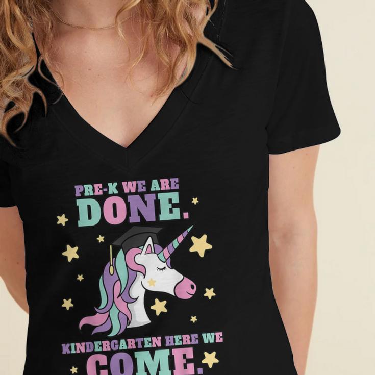 Girls Pre-K Graduation Magical Unicorn Women's Jersey Short Sleeve Deep V-Neck Tshirt