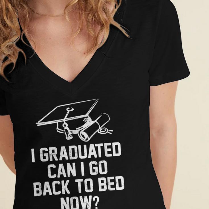 Can I Go Back To Bed Shirt Graduation 2026 For Him Her Women's Jersey Short Sleeve Deep V-Neck Tshirt
