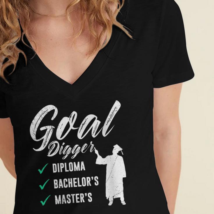 Goal Digger Diploma Master s Bachelor s Master Graduation Women's Jersey Short Sleeve Deep V-Neck Tshirt