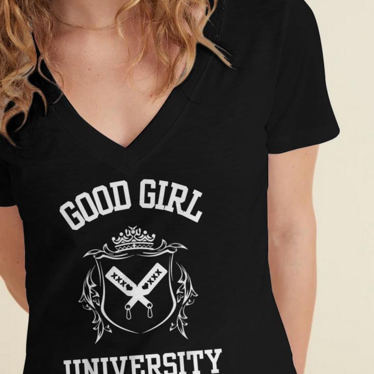 Good Girl University STFAUTTDLAGG Romance Spicy Book Women's Jersey Short Sleeve Deep V-Neck Tshirt