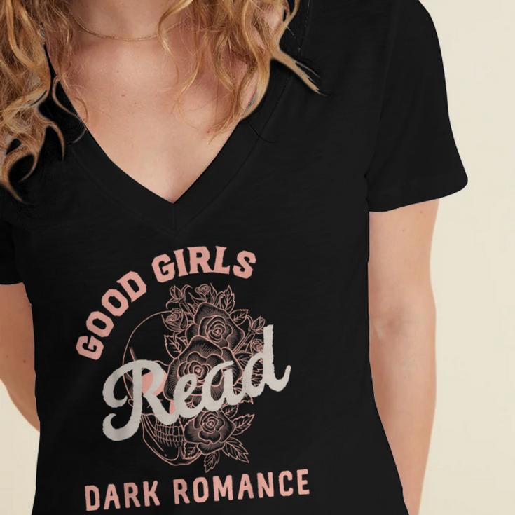 Good Girls Read Dark Romance Shirt Women Spicy Book Lovers Women's Jersey Short Sleeve Deep V-Neck Tshirt