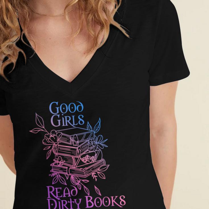 Good Girls Read Dirty Books Apparel Women's Jersey Short Sleeve Deep V-Neck Tshirt