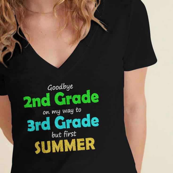 Goodbye 2nd Grade On My Way To 3th Grade 2022 Graduation Women's Jersey Short Sleeve Deep V-Neck Tshirt