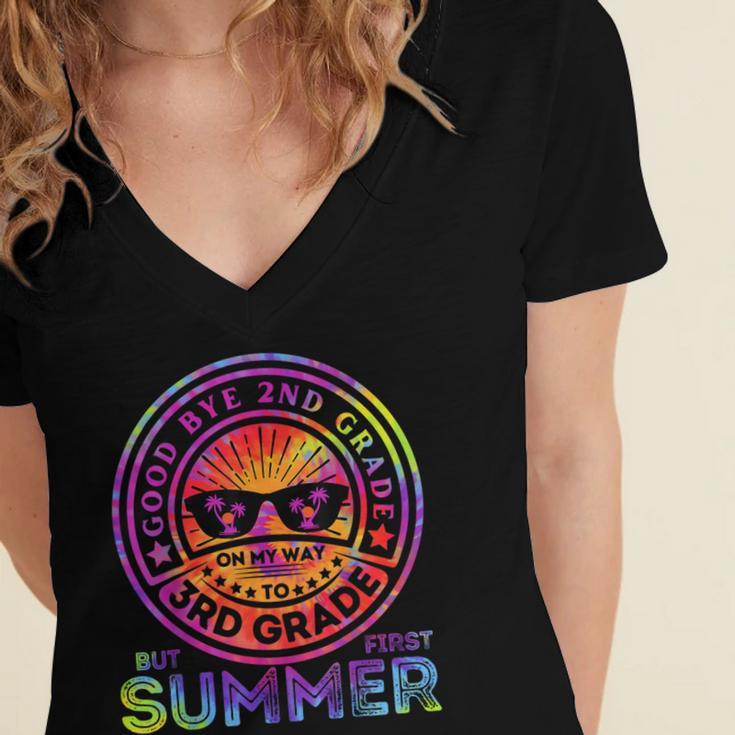 Goodbye 2nd Grade Graduation To 3rd Grade First Summer Kids Women's Jersey Short Sleeve Deep V-Neck Tshirt