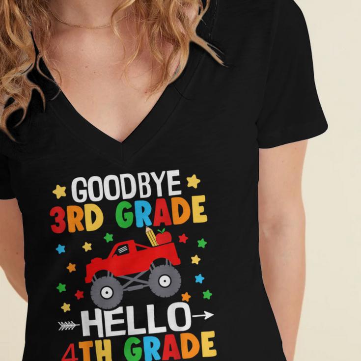 Goodbye 3rd Grade Hello 4th Grade Graduation 2024 Women's Jersey Short Sleeve Deep V-Neck Tshirt