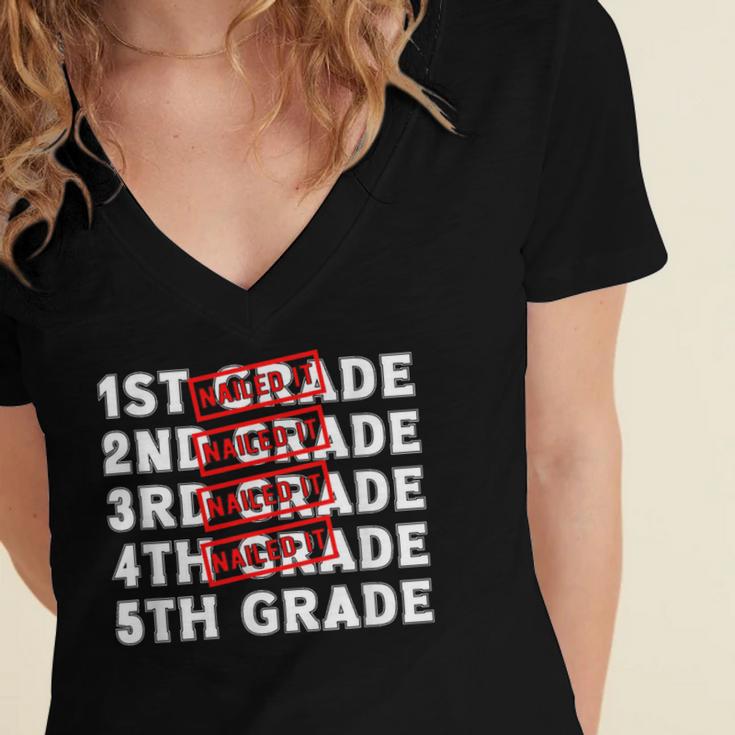 Goodbye 4th Grade Graduation Last Day School Hello 5th Grade Women's Jersey Short Sleeve Deep V-Neck Tshirt