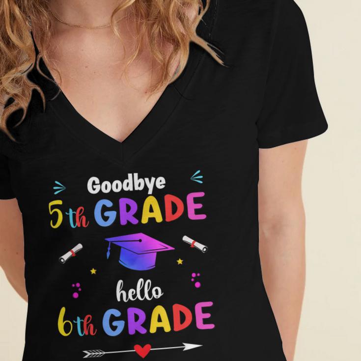 Goodbye 5th Grade Graduation Class Of 2023 Hello 6th Grade Women's Jersey Short Sleeve Deep V-Neck Tshirt