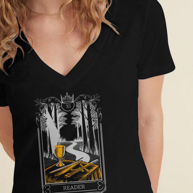 Gothic Book Lover Skeleton Women's Jersey Short Sleeve Deep V-Neck Tshirt Gothic Book Lover Skeleton Women's Jersey Short Sleeve Deep V-Neck Tshirt