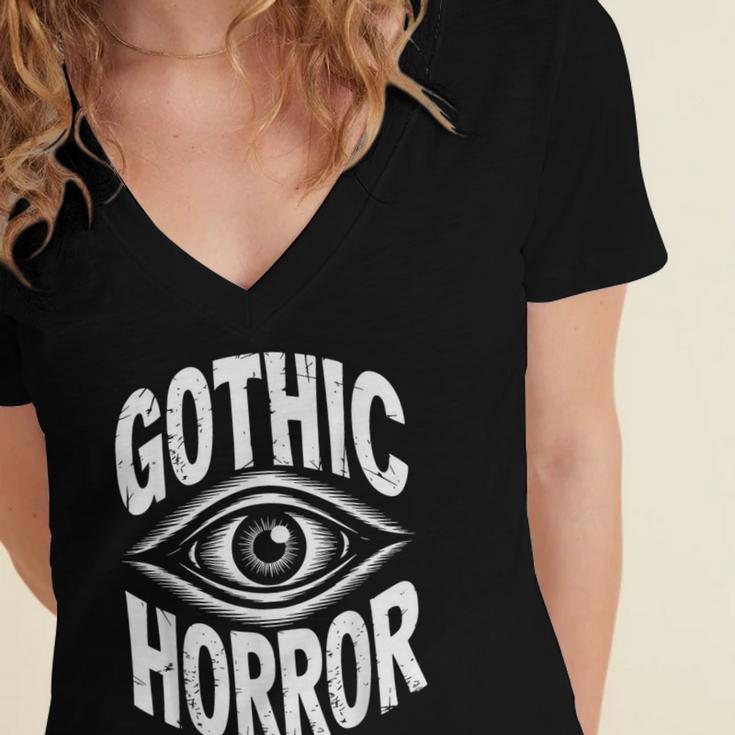 Gothic Classic Horror Thriller Book Movie Film Halloween Women's Jersey Short Sleeve Deep V-Neck Tshirt Gothic Classic Horror Thriller Book Movie Film Halloween Women's Jersey Short Sleeve Deep V-Neck Tshirt