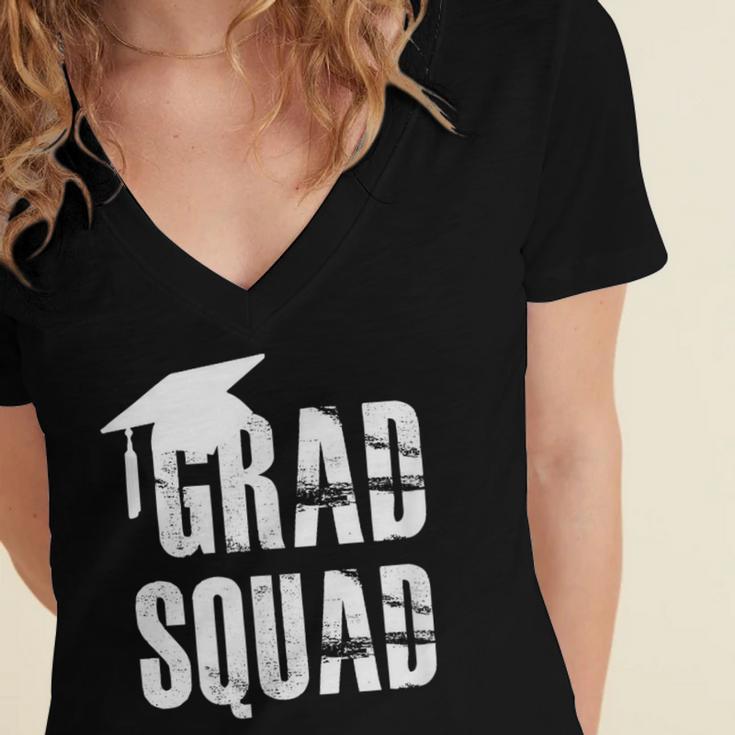 Grad Squad Graduate Graduation T-Shirt Graduation Idea Women's Jersey Short Sleeve Deep V-Neck Tshirt