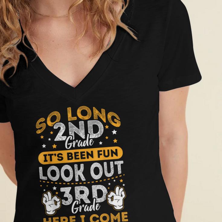 Grade So Long Second Grade It's Been Fun Graduation 2019 Women's Jersey Short Sleeve Deep V-Neck Tshirt